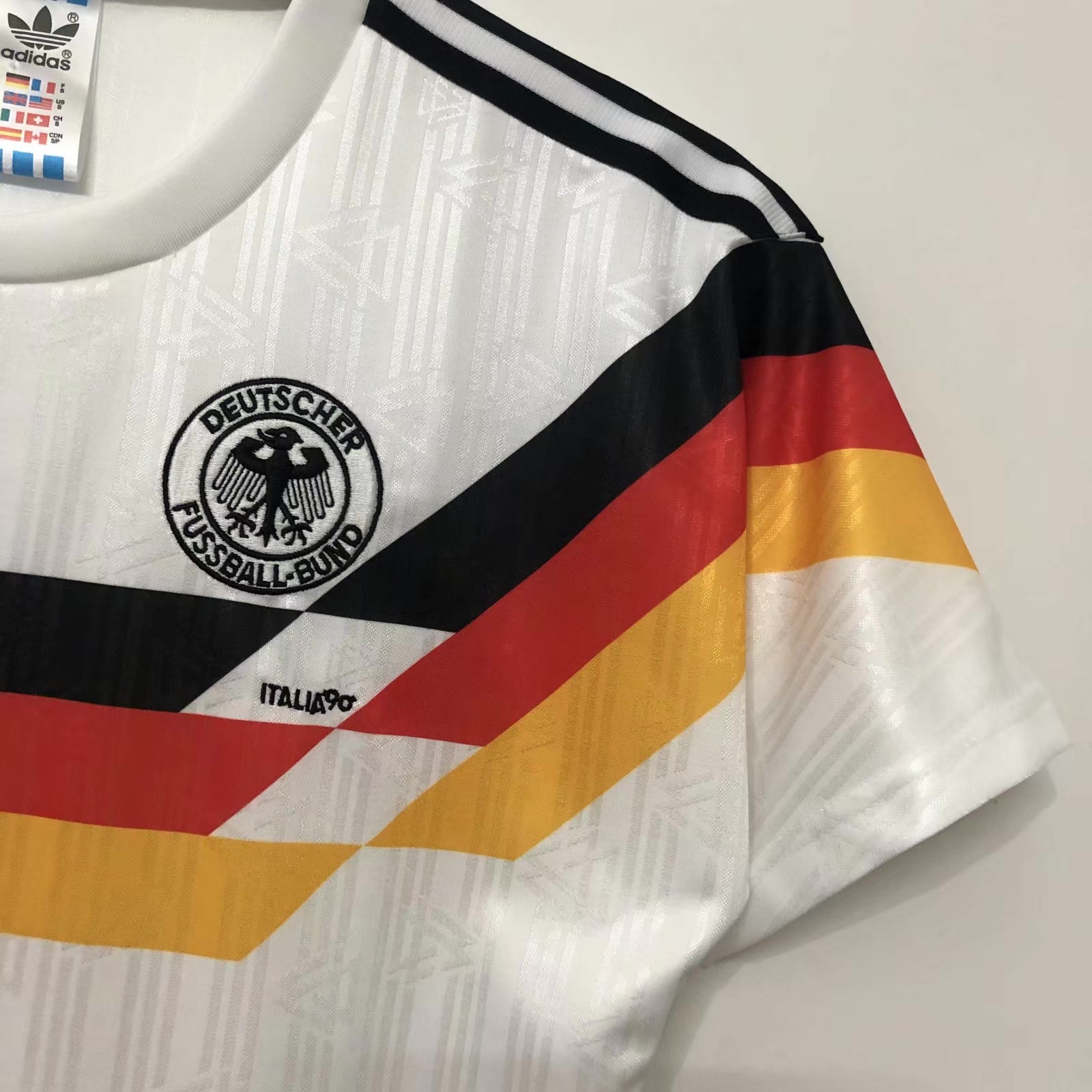 Jurgen Klinsmann at World Cup Italia90 with West Germany: what a perfect tracktop by Adidas Jurgen Klinsmann at World Cup Italia90 with West Germany: what a perfect tracktop by Adidas