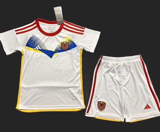 Conjunto de Niños Venezuela Visitante Blanca 2024 Adidas